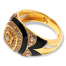Rarities Gold-Plated 1/2ctw Champagne Diamond and Black Enamel Ring