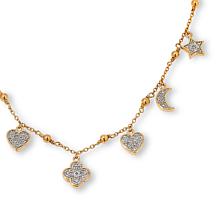 Rarities Gold-Plated 1/2ctw White Diamond Moon and Star Necklace
