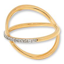 Rarities Gold-Plated 1/5ctw Diamond Crisscross Ring