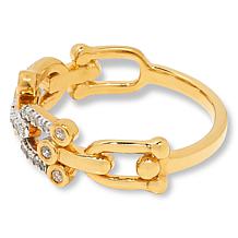Rarities Gold-Plated 1/5ctw Diamond Horseshoe Link Band Ring