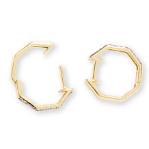 Rarities Gold-Plated 1/5ctw Diamond Octagon Huggie Hoop Earrings
