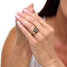 Rarities Gold-Plated .21ctw Champagne Diamond Evil Eye Ring