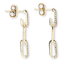 Rarities Gold-Plated .23ctw Diamond Paperclip Link Drop Earrings