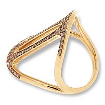 Rarities Gold-Plated 3/8ctw Champagne Diamond Pavé Elongated Ring 