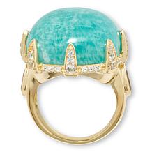 Rarities Gold-Plated Amazonite, White Topaz & Zircon Ring