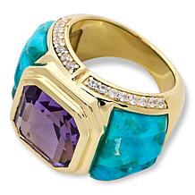 Rarities Gold-Plated Gemstone Ring with White Zircon Accents