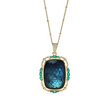 Rarities Gold-Plated Labradorite and Onyx Doublet Enhancer Pendant