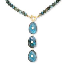 Rarities Gold-Plated Labradorite & White Zircon Drop Necklace
