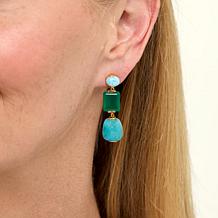 Rarities Gold-Plated Larimar and Green Onyx Drop Earrings