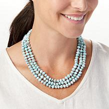 Rarities Gold-Plated Larimar and White Zircon Beaded Necklace