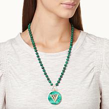 Rarities Gold-Plated Malachite and Multi-Gem Beaded Drop Necklace