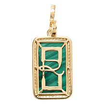 Rarities Gold-Plated Malachite and White Zircon Celestial Pendant