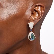 Rarities Gold-Plated Moonstone and Multigemstone Drop Earrings