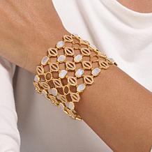 Rarities Gold-Plated Moonstone and White Zircon Mesh-Link Bracelet