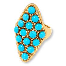 Rarities Gold-Plated Multi-Stone Turquoise Shield Ring