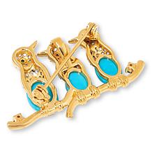 Rarities Gold-Plated Multigemstone 3 Birds Pin/Pendant