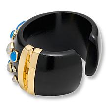 Rarities Gold-Plated Multigemstone Hinged Cuff Bracelet