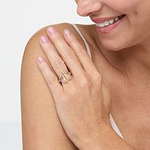 Rarities Gold-Plated Rhodochrosite and Garnet Split-Top Ring