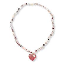 Rarities Gold-Plated Rhodonite and Zircon Heart Necklace