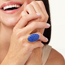 Rarities Gold-Plated Sterling Silver Carved Gemstone Floral Ring