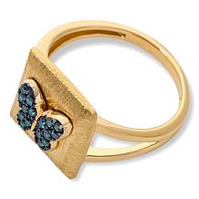 Rarities Gold-Plated Sterling Silver Pavé Diamond Talisman Ring