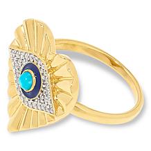 Rarities Gold-Plated Turquoise and Diamond Evil Eye Heart Ring