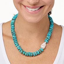 Rarities Gold-Plated Turquoise and Freshwater Pearl 18" Necklace