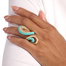 Rarities Gold-Plated White Zircon and Enamel Wrap Ring