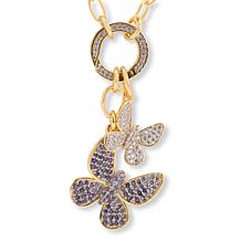Rarities Iolite and Zircon Butterfly Charm Necklace