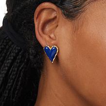 Rarities Lapis and Diamond Gold-Plated Heart Earrings