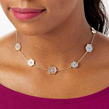 Rarities Rainbow Moonstone and London Blue Topaz Gold-Plated Necklace