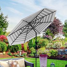 Reflection 9' OneClick Gen2 Black & White Patio Market Umbrella