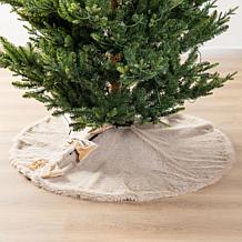 Reversible Christmas Tree Skirt 48"D with Faux Fox Fur