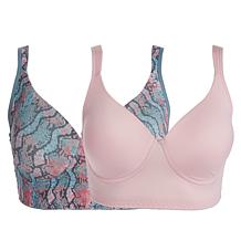 Rhonda Shear 2-pack Molded Cup Leisure Bra with Lace Back