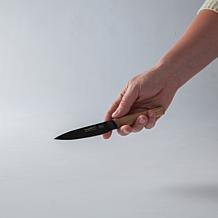 Ron 4-piece Black Knife Set with Wooden Handles