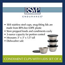 RSVP Set of 4 Condiment Cups with Lids