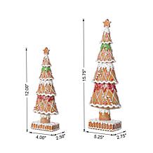 S/2 Resin Christmas Table Decor Miniature Trees