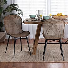 Sabelle Japandi Dining Chair with Rattan Seat and Metal Base