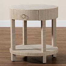 Sadia Handcrafted Wood and Grasscloth Nightstand