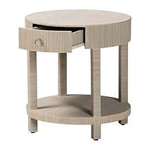 Sadia Handcrafted Wood and Grasscloth Nightstand
