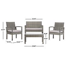 Safavieh Bassey 4-Piece Living Set - Black, Grey