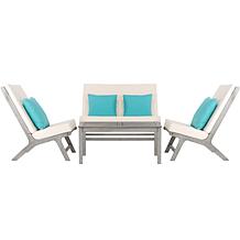 Safavieh Chaston 4-piece Outdoor Living Set with Accent Pillows