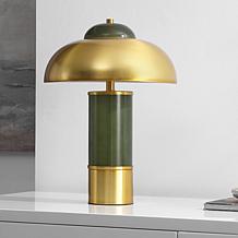 Safavieh Drea Green Glass Table Lamp with Brass Shade
