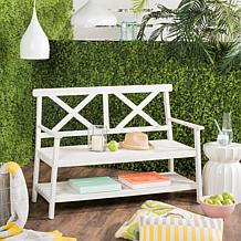 Safavieh Mayer Outdoor Bench with Shelf