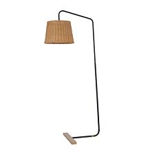 Safavieh Millie Black Metal Floor Lamp with Rattan Shade
