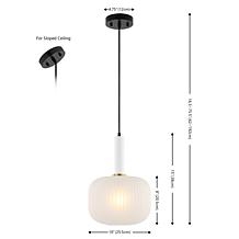 Safavieh Naois 10" White and Black Glass Pendant Light
