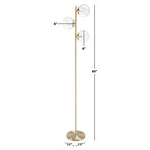 Safavieh Niobe 3-Light Gold Floor Lamp, 11 x 12 x 65"
