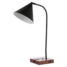 Safavieh Nuka Table Lamp with USB, Black/Walnut, 22.5"H