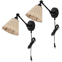 Safavieh Oswynn 2-Pack Natural/Black Wall Sconces 15"