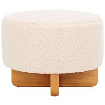 Safavieh Riah Faux Shearling Round Ottoman - Off-white/Natural